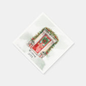 Weihnachts-Kirchentor Winterlandschaft Hochzeit Serviette (Ecke)