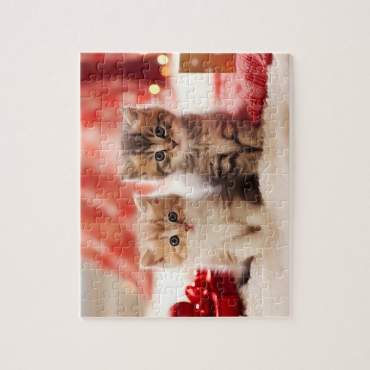 Weihnachts-Kitten Duo Jigsaw Puzzle (Vertikal)