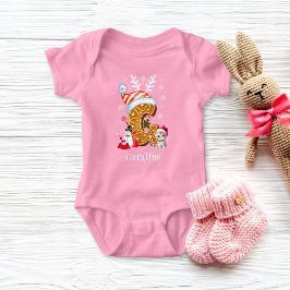 Weihnachts-Kitten Gingerbread Letter G Girl Baby Strampler