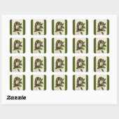 Weihnachts-Kitten Green Square Sticker (Blatt)