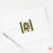 Weihnachts-Kitten Green Square Sticker (Umschlag)