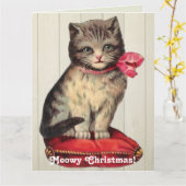 Weihnachts-Kitten mit einem roten Bow Karte (Gelbe Blume)