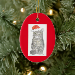 Weihnachts-Kitten-Ornament Keramik Ornament