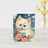 Weihnachts-Kittenkarte | Adorable Retro Karte (Gelbe Blume)