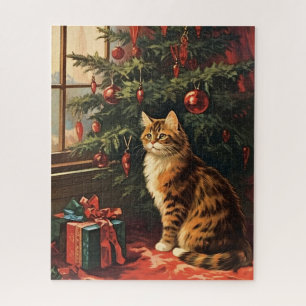 Weihnachts-Kitty am Fenster Puzzle