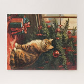 Weihnachts-Kitty am Fenster Puzzle (Horizontal)