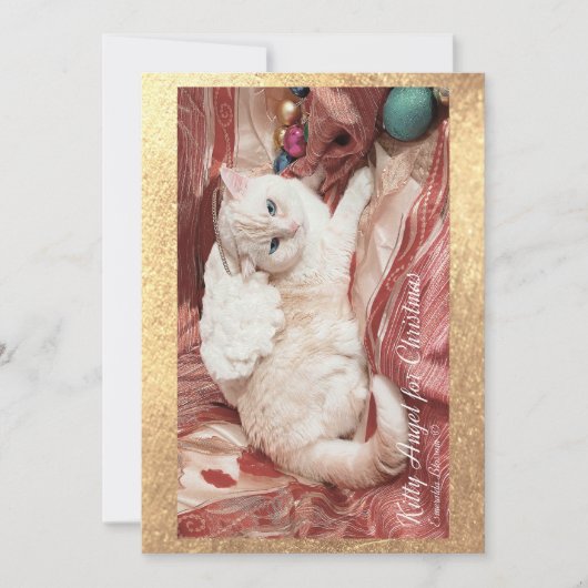 Weihnachts-Kitty Engel Mitteilungskarte (Vorderseite)