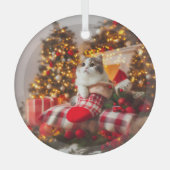 Weihnachts-Kitty-Glas-Ornament Ornament Aus Glas (Vorderseite)