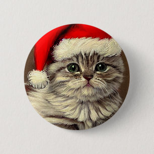 Weihnachts-Kitty-Weihnachtsmannmütze Button