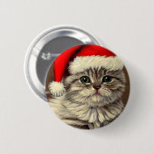 Weihnachts-Kitty-Weihnachtsmannmütze Button (Vorne & Hinten)