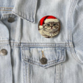 Weihnachts-Kitty-Weihnachtsmannmütze Button (Beispiel)