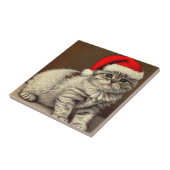Weihnachts-Kitty-Weihnachtsmannmütze Fliese (Seite)