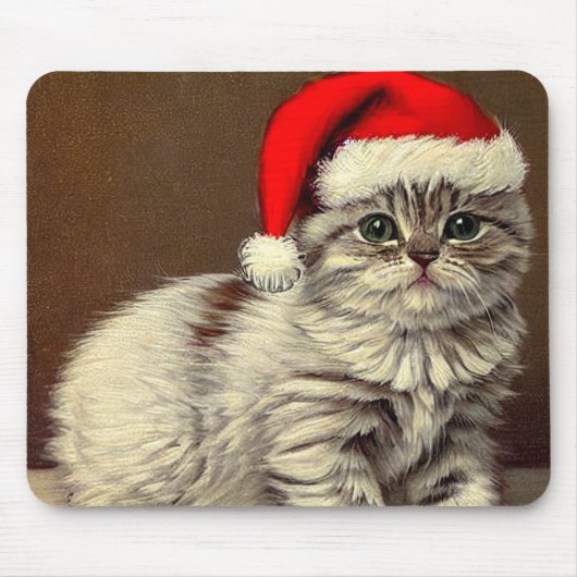 Weihnachts-Kitty-Weihnachtsmannmütze Mousepad (Vorne)