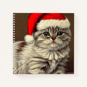 Weihnachts-Kitty-Weihnachtsmannmütze Notizblock