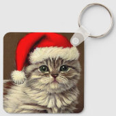 Weihnachts-Kitty-Weihnachtsmannmütze Schlüsselanhänger (Rückseite)