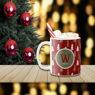 Weihnachts-Klassik-Bäume benutzerdefinierte Monogr Kaffeetasse