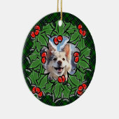 Weihnachts-Klassik kariert-Rot-heilige Blätter Keramik Ornament (Rechts)