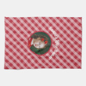 Weihnachts-Kleine-Bäcker-Kids-Gingham-Weihnachtsfe Geschirrtuch (Horizontal)