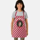 Weihnachts-Kleine-Bäcker-Kids-Gingham-Weihnachtsfe Schürze (Insitu)