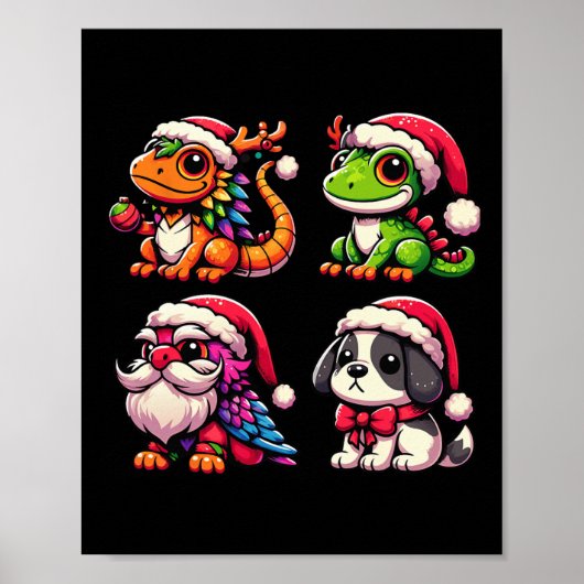 Weihnachts kleine Helfer Süße Tier Weihnachtskolle Poster (Vorne)