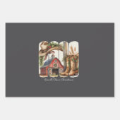 Weihnachts Kleinstadt Retro Western Cowgirl Stiefe Geschenkpapier Set (Vorderseite)