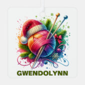 Weihnachts-Knitter-Enthusiast-Individuelle Name Ornament Aus Metall (Rückseite)