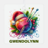 Weihnachts-Knitter-Enthusiast-Individuelle Name Ornament Aus Metall (Vorderseite)
