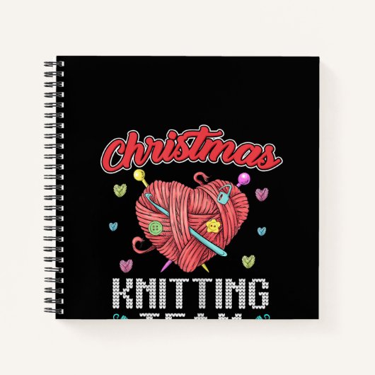 Weihnachts-Knitterteam Heart Yarn Crochet Notizblock (Vorderseite)