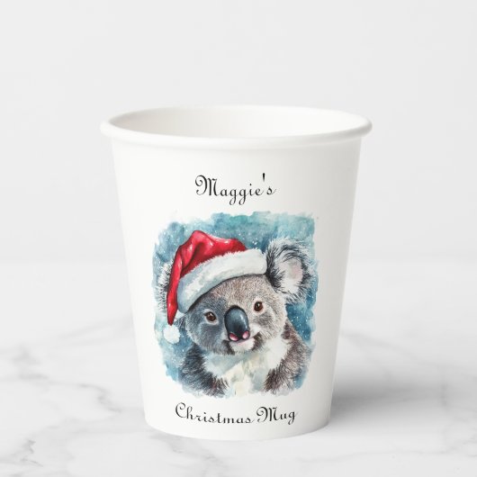 Weihnachts-Koala, anpassbar Pappbecher (Vorderseite)