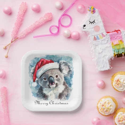 Weihnachts-Koala, anpassbar Pappteller (Party)