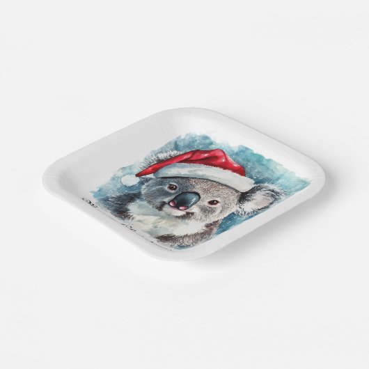 Weihnachts-Koala, anpassbar Pappteller (Gewinkelt)
