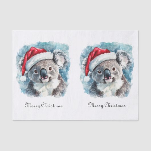 Weihnachts-Koala, anpassbar Seidenpapier (Vorderseite)