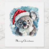 Weihnachts-Koala, anpassbar Weinetikett (Einzelnes Label)