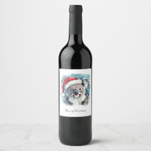 Weihnachts-Koala, anpassbar Weinetikett