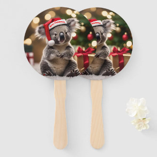Weihnachts-Koala-Bär mit Weihnachtsmannmütze, Fächer