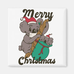 Weihnachts-Koala-Mama mit Baby Magnet