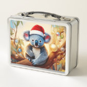 Weihnachts-Koala-Weihnachtsmannmütze Metall Brotdose (Rückseite)