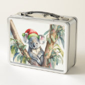 Weihnachts-Koala-Weihnachtsmannmütze Metall Brotdose (Rückseite)