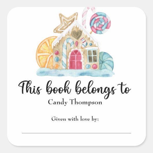 Weihnachts-Kochhaus - dieses Buch gehört Quadratischer Aufkleber (Vorderseite)