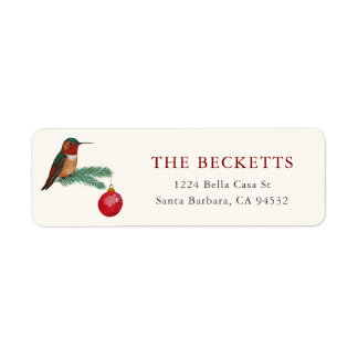 Weihnachts-Kolibri-Rücksende-Adresse-Etikett