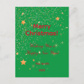 Weihnachts Konfetti goldene Sterne grüne rote Post Postkarte (Vorderseite)
