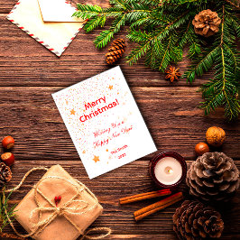 Weihnachts Konfetti goldene Sterne weiße rote Post Postkarte