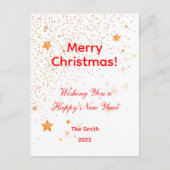 Weihnachts Konfetti goldene Sterne weiße rote Post Postkarte (Vorderseite)