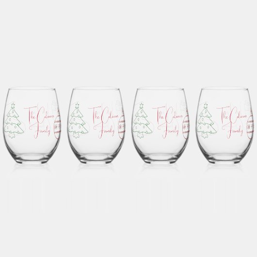 Weihnachts-Kontur Weinglas Ohne Stiel (Vorderseite)