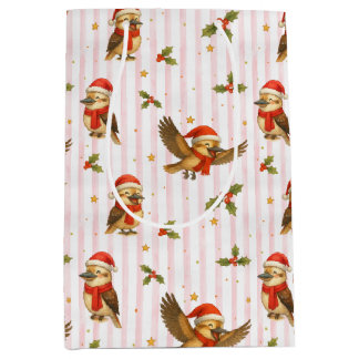 Weihnachts-Kookaburra-Aquarell-Geschenktasche Mittlere Geschenktüte