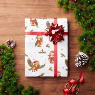 Weihnachts Kookaburra Watercolor Wrapping Paper Geschenkpapier