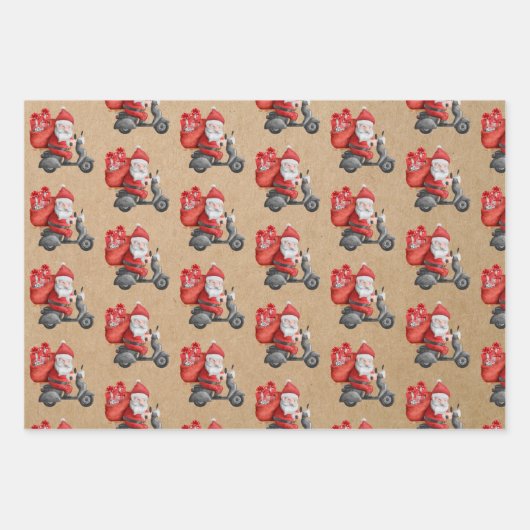 Weihnachts-Kraft-Wrapping Paper Sheets Geschenkpapier Set (Vorderseite)