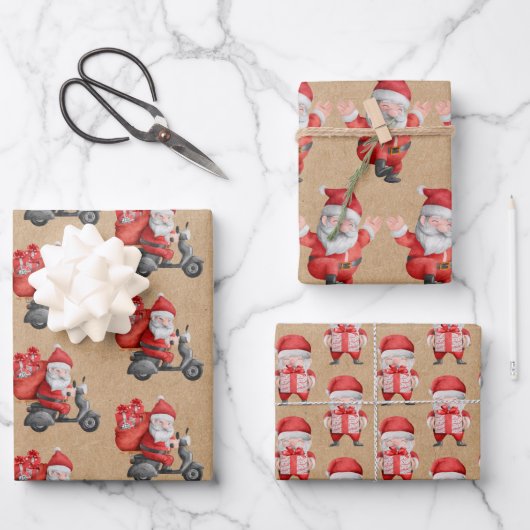 Weihnachts-Kraft-Wrapping Paper Sheets Geschenkpapier Set (Vorderseite)