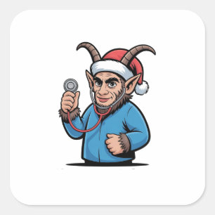 Weihnachts Krampus Pflege Scrubs Nurse Quadratischer Aufkleber