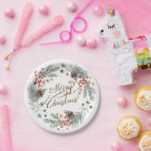 Weihnachts-Kranich-Berry-Schneeflocken Pappteller (Party)